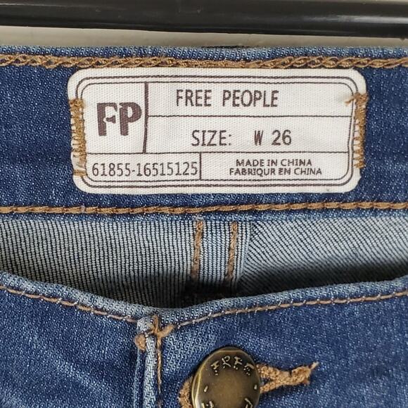 Free People Womens Raw Hem High Rise Skinny Jeans Size 26 FP Fringe Crop Ankle - Picture 5 of 7